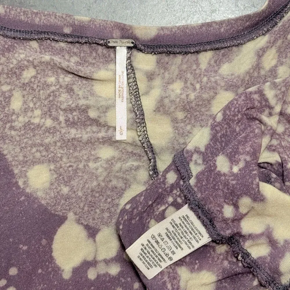 Vintage Free People Purple Specialty Dye Asymmetrical Tunic Top L
